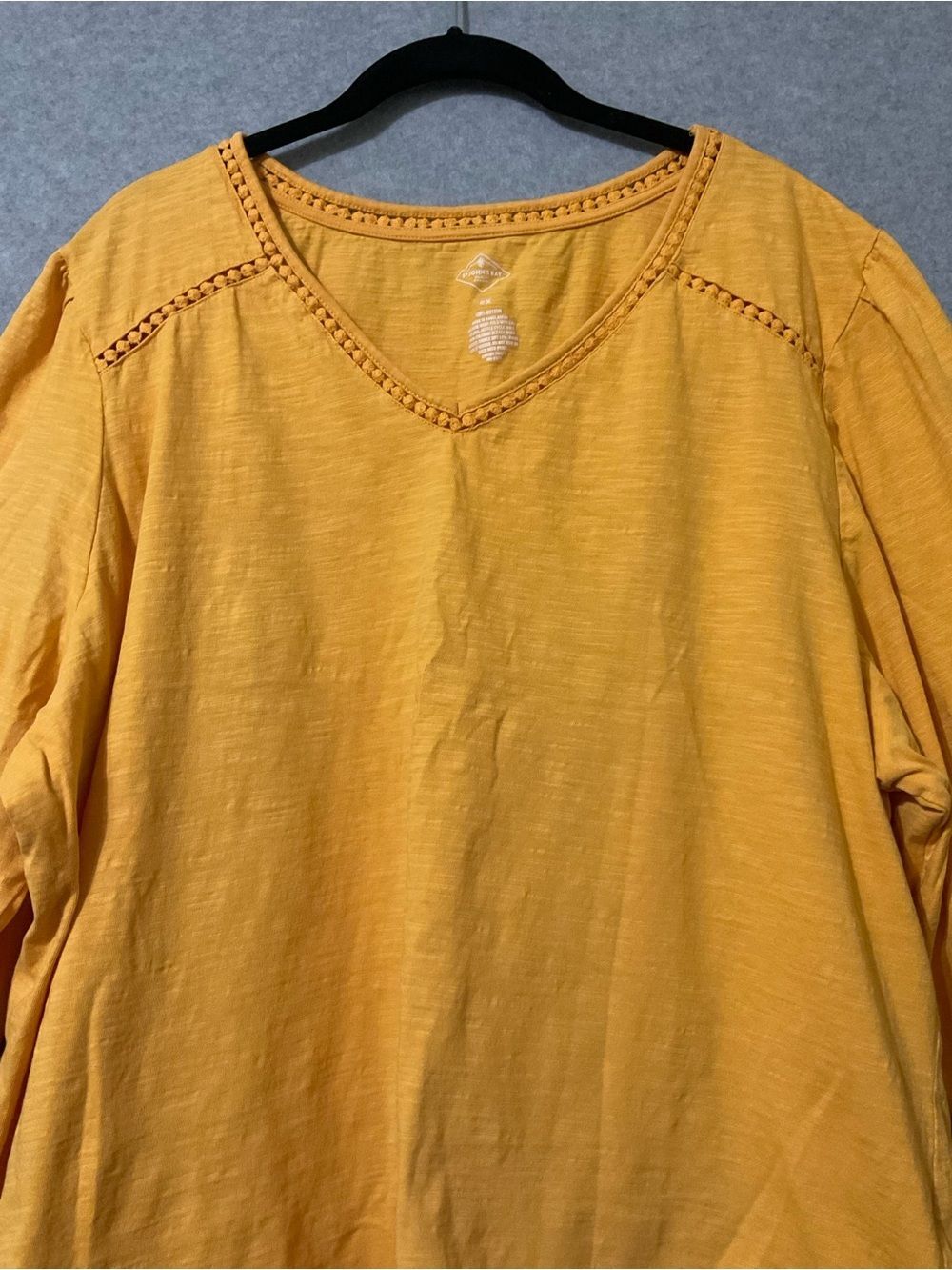 St. John's Bay Yellow V-Neck Tunic with Lace Trim Sz 2X - Picture 5 of 6